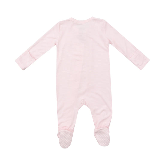 Light Pink Striped 2-Way Zipper Footie