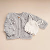 Bailey Bunny Knit Hat, White + Bowie Grey