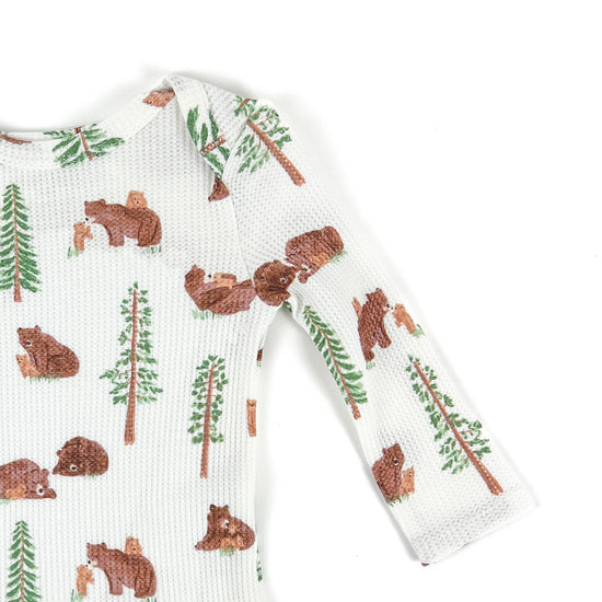 Brown Bears Waffle-Knit Long-Sleeve Bodysuit