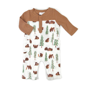 Brown Bears Waffle-Knit Romper