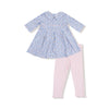 Country Calico Box Pleat Dress & Leggings Set