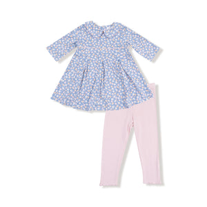 Country Calico Box Pleat Dress & Leggings Set
