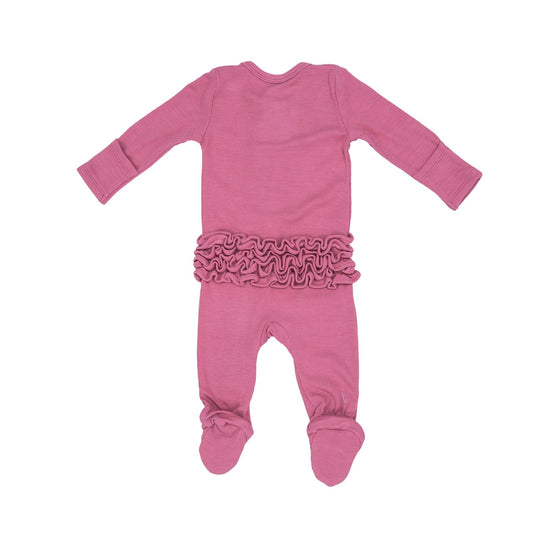 Chateau Rose Rib 2-Way Ruffle Zipper Footie