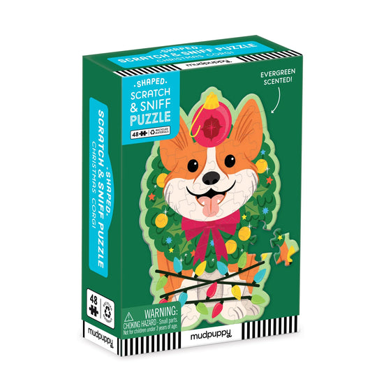 Christmas Corgi Shaped Scratch and Sniff Puzzle