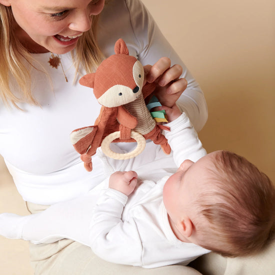 Fox Bitzy Crinkle Sensory Toy with Teether