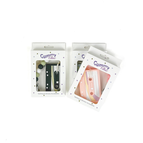 Cassette Tape Teether with Colored Clip, Black