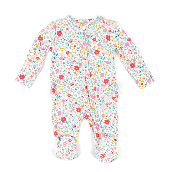 Ruby's Garden Ditsy 2-Way Zipper Footie