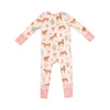 Western Horses 2-Way Zipper Romper, Pink