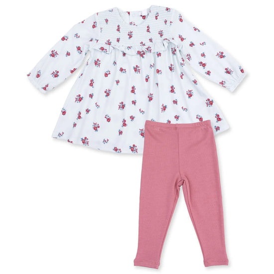 Alyssa Floral Smocked Ruffle Dress & Legging Set