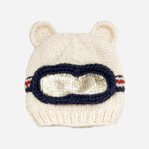 Bear Ski Goggles Beanie, Cream