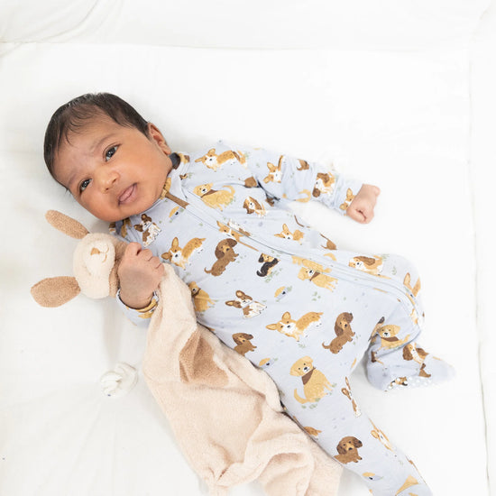Best Friends Blue 2-Way Zipper Footie
