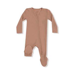 Cafe Au Lait 2-Way Zipper Waffle Knit Footie