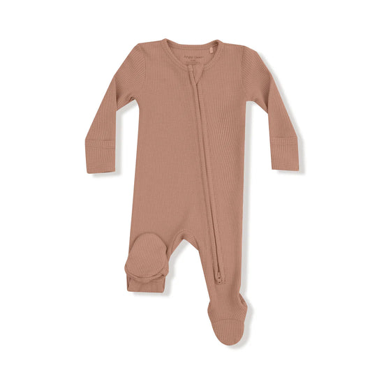Cafe Au Lait 2-Way Zipper Waffle Knit Footie