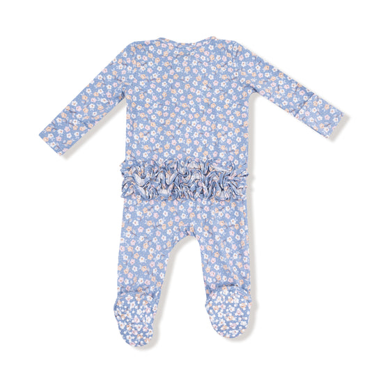Country Calico 2-Way Zipper Ruffle Back Footie