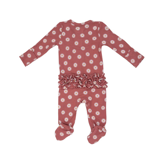 Daisy Dot 2-Way Ruffle Zipper Footie