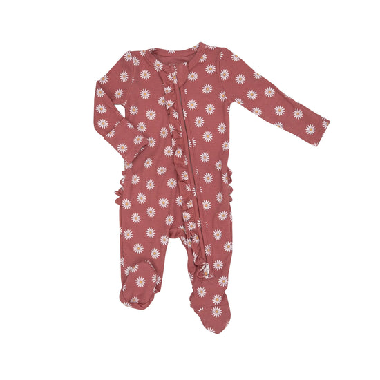 Daisy Dot 2-Way Ruffle Zipper Footie