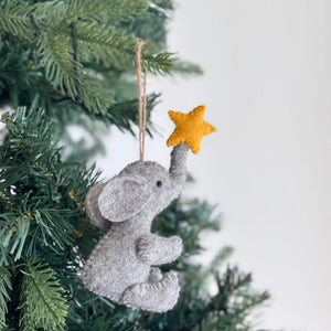 Felt Elephant with Star Ornament
