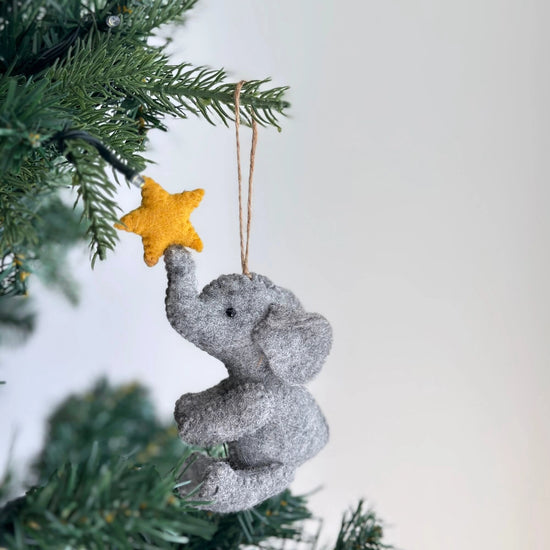 Felt Elephant with Star Ornament