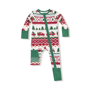 Red Truck Fair Isle 2-Way Zip Romper