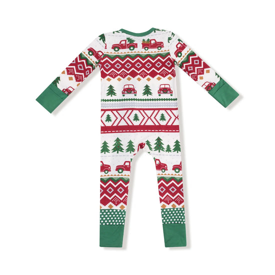 Red Truck Fair Isle 2-Way Zip Romper