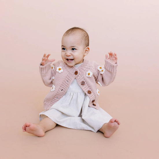 Cotton Flower Cardigan, Blush