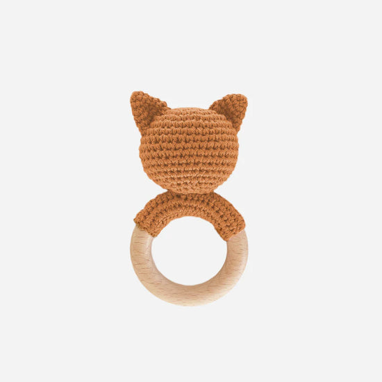 Cotton Crochet Rattle Teether Fox