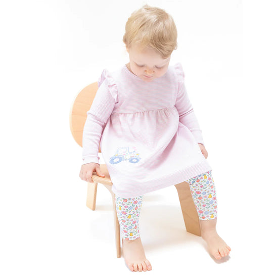 Fall Fruit Floral Long Sleeve Dress with Leggings