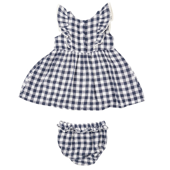 Gingham Navy Ruffle Dress