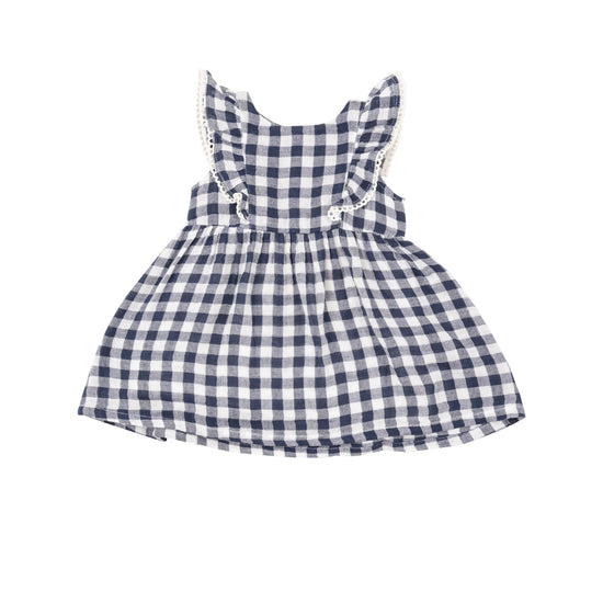 Gingham Navy Ruffle Dress