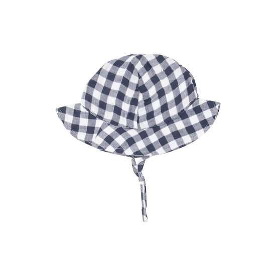 Gingham Navy Muslin Sunhat