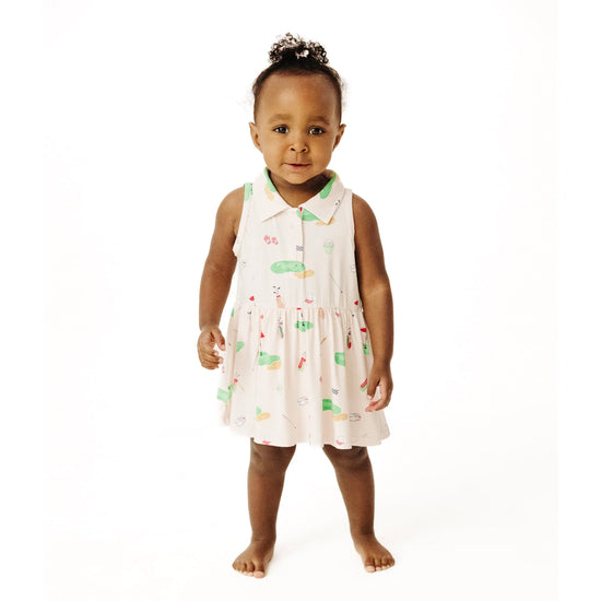 Golf Things Pink Polo Collar Bodysuit Dress
