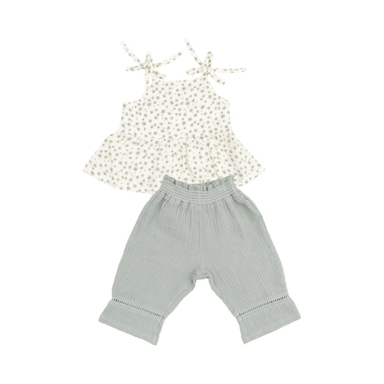 Jadeite Simple Floral Tank & Pants Set