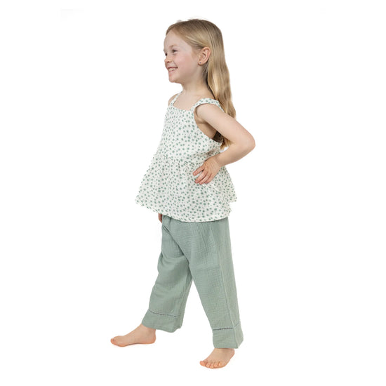 Jadeite Simple Floral Tank & Pants Set