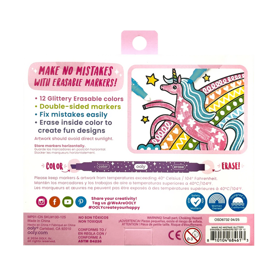 Make No Mistake! Sparkle Glittery Erasable Markers