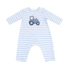 Mini Tractors Striped Shoulder Snap Romper