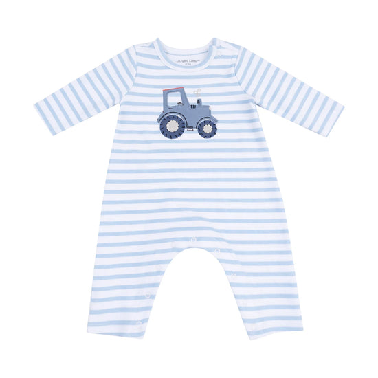 Mini Tractors Striped Shoulder Snap Romper
