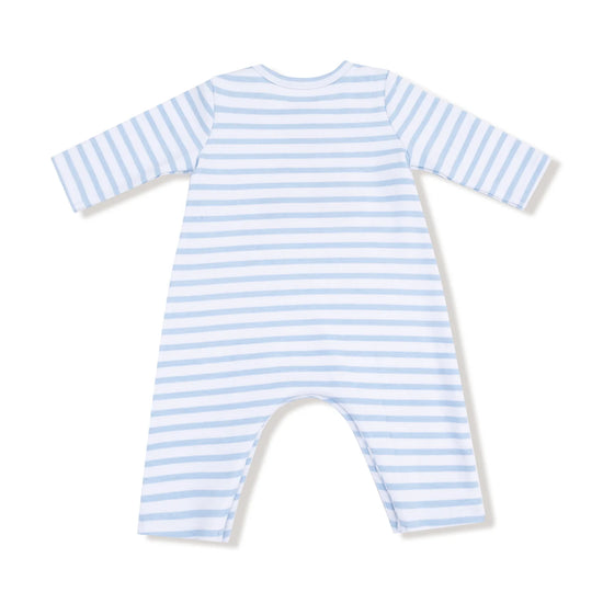 Mini Tractors Striped Shoulder Snap Romper