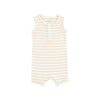 Striped Oxford Tan Shortie Sleeveless Romper