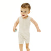 Striped Oxford Tan Shortie Sleeveless Romper