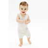 Striped Oxford Tan Shortie Sleeveless Romper