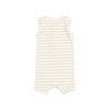 Striped Oxford Tan Shortie Sleeveless Romper