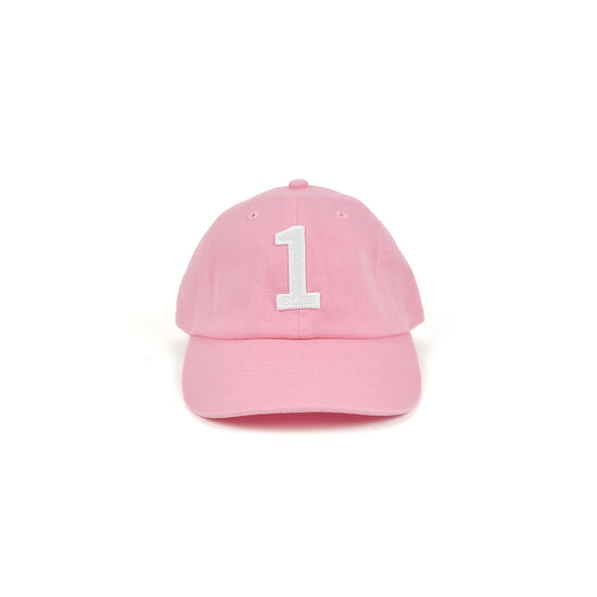 "1" Baseball Hat, Light Pink