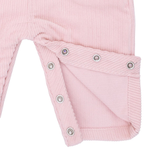 Veiled Pink Corduroy Overalls with Horse Applique