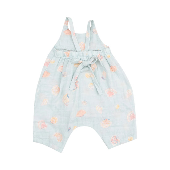 Pretty Seashells Tie-Back Muslin Romper