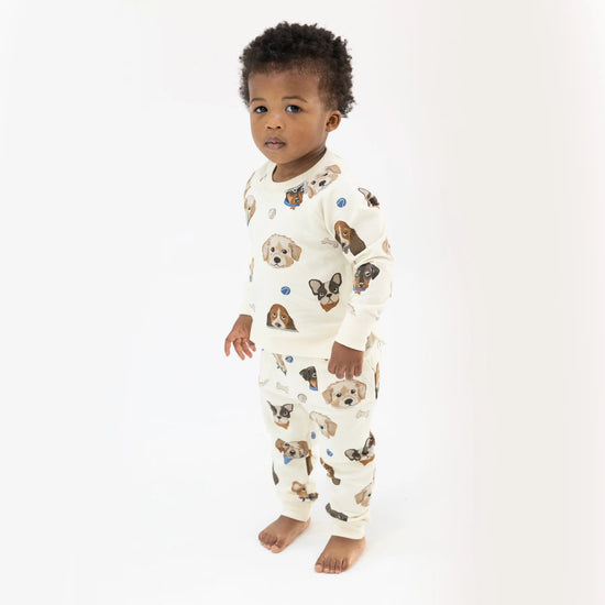 Vintage Puppy Faces Raglan Sweatshirt & Jogger Set