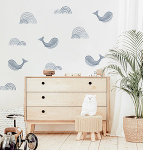 Retro Waves & Whales Decals