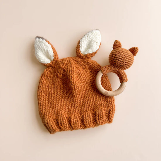 Cotton Crochet Rattle Teether Fox