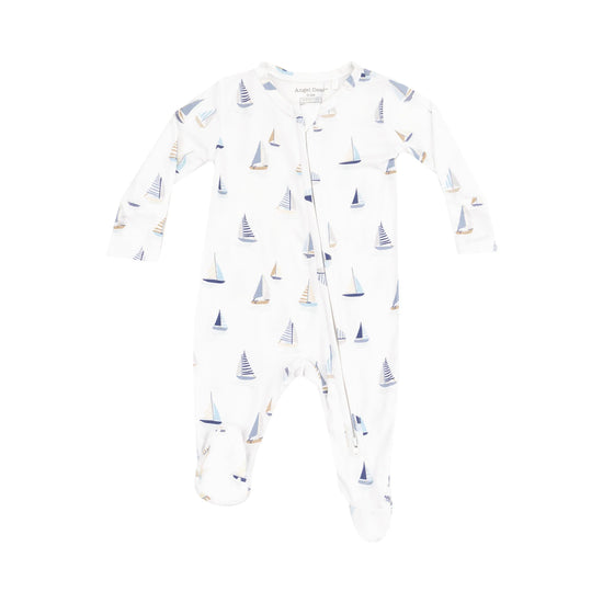 Blue Sailboats 2-Way Zipper Footie