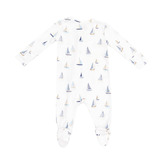 Blue Sailboats 2-Way Zipper Footie