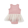 Silver Pink Rib Bodysuit Tutu Dress